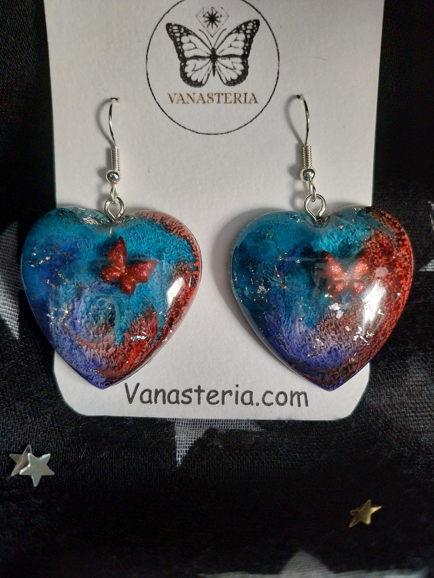 Boucles d'oreilles artisanales "Les Cœurs du Crépuscule"