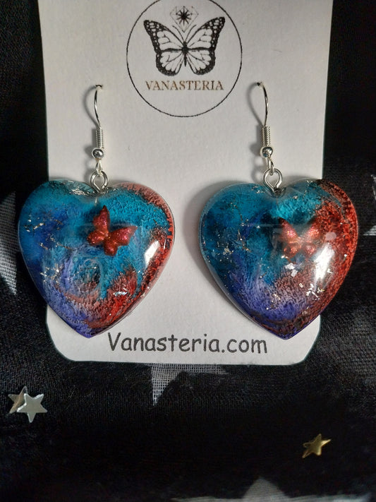 Boucles d'oreilles artisanales "Les Cœurs du Crépuscule"