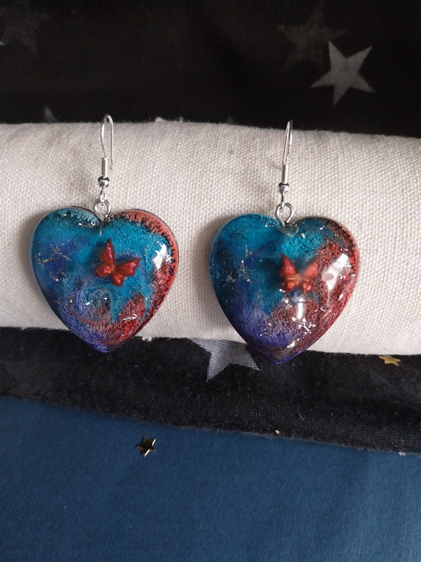 Boucles d'oreilles artisanales "Les Cœurs du Crépuscule"