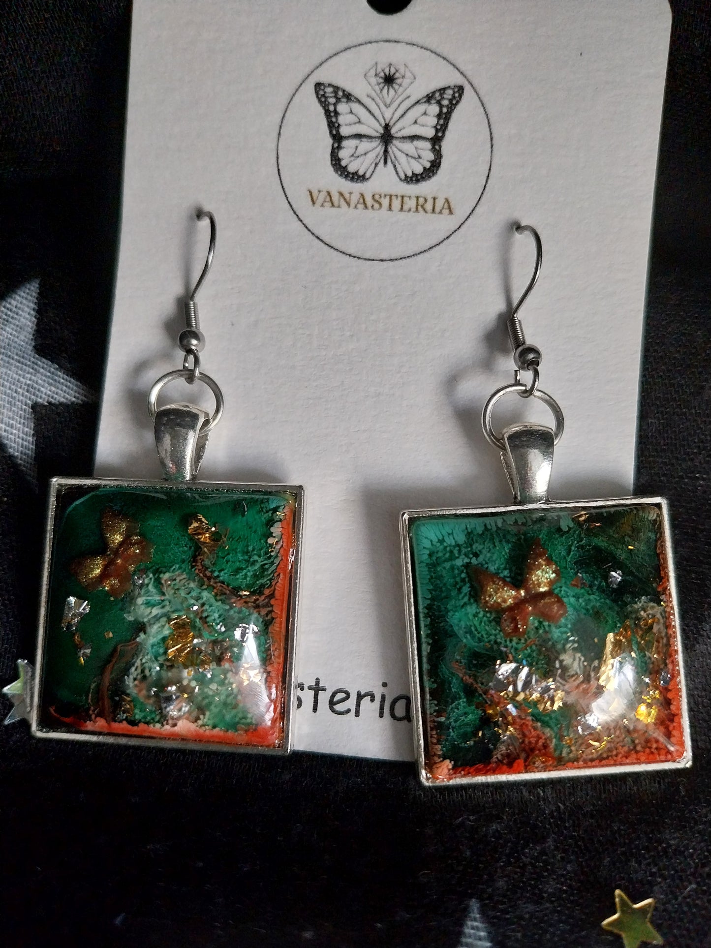 Boucles d'oreilles artisanales "Les Jardins d’Émeraude"