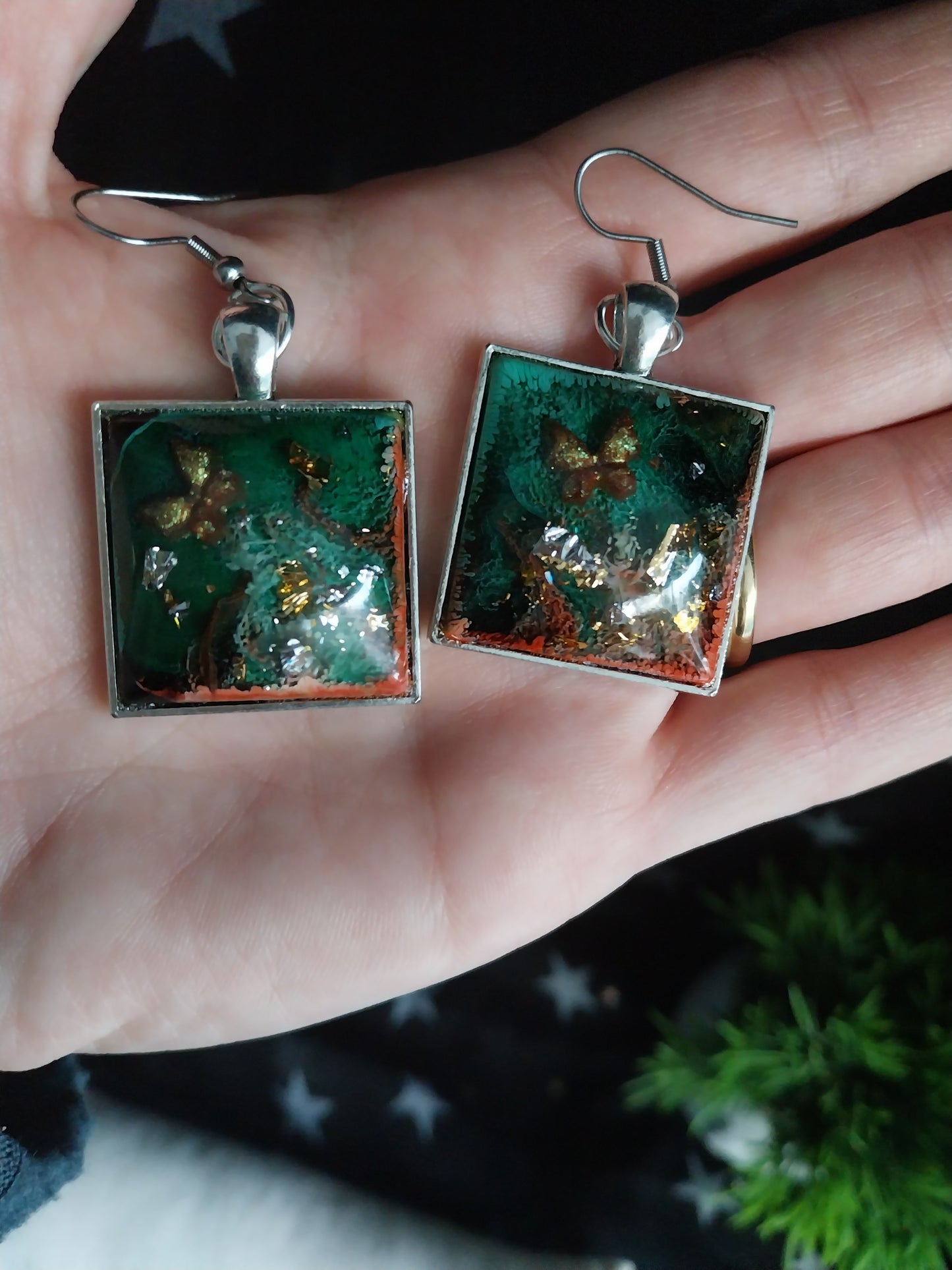 Boucles d'oreilles artisanales "Les Jardins d’Émeraude"